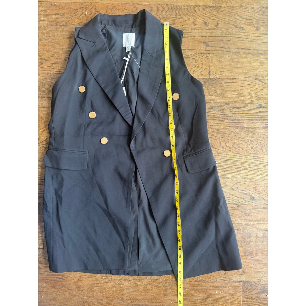 Joie Women's Sleeveless Black Longline Blazer Vest Gold Hardware Size Medium NWT - Picture 9 of 10